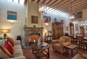 Calle Agua 2 - Open Living Room With Fireplace